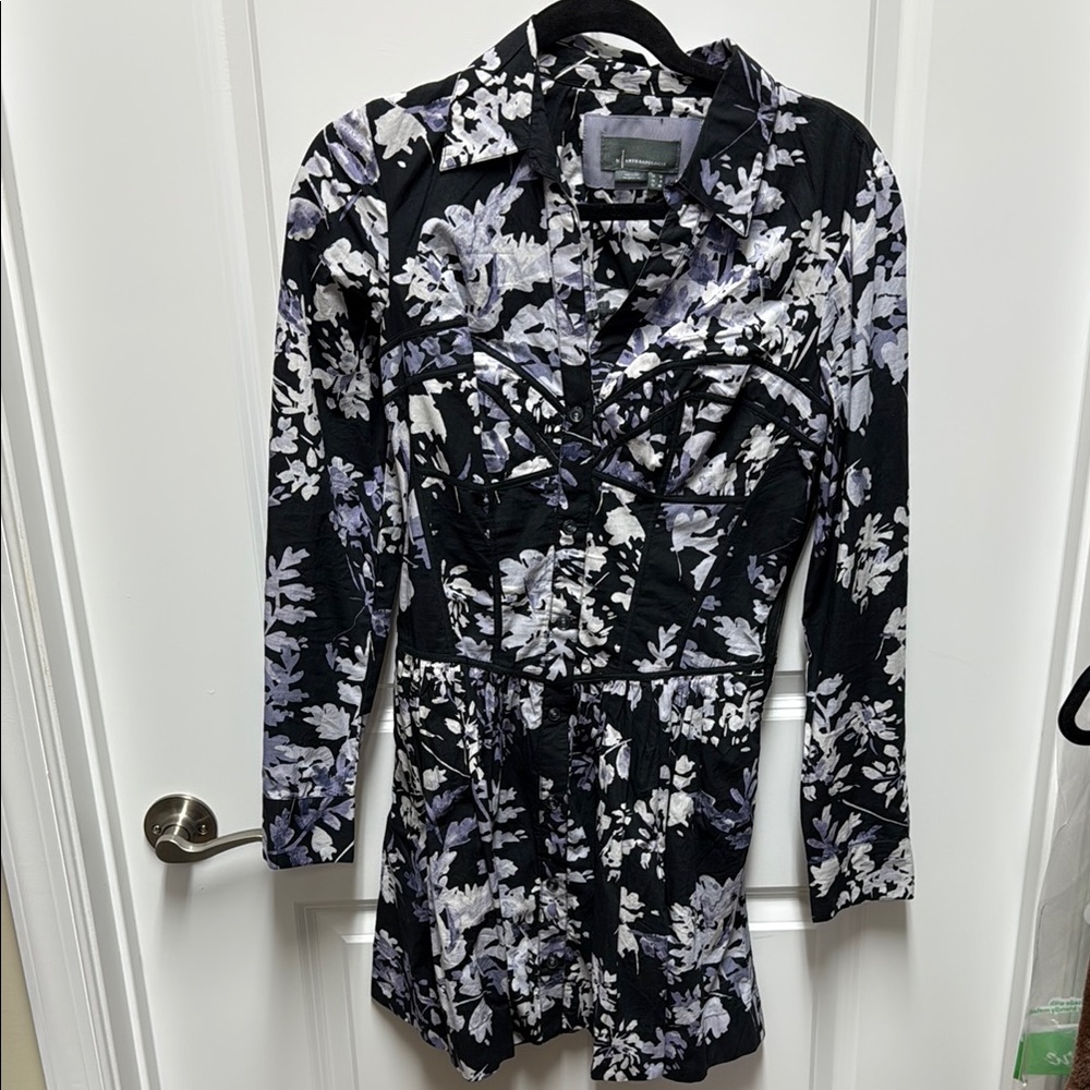 Anthropologie Black and White Floral Dress